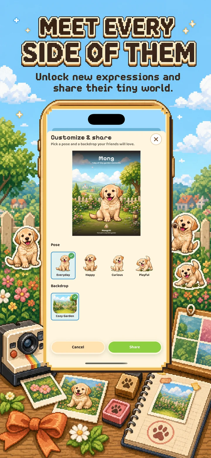 Meet every side of them: unlock expressions and share their tiny world